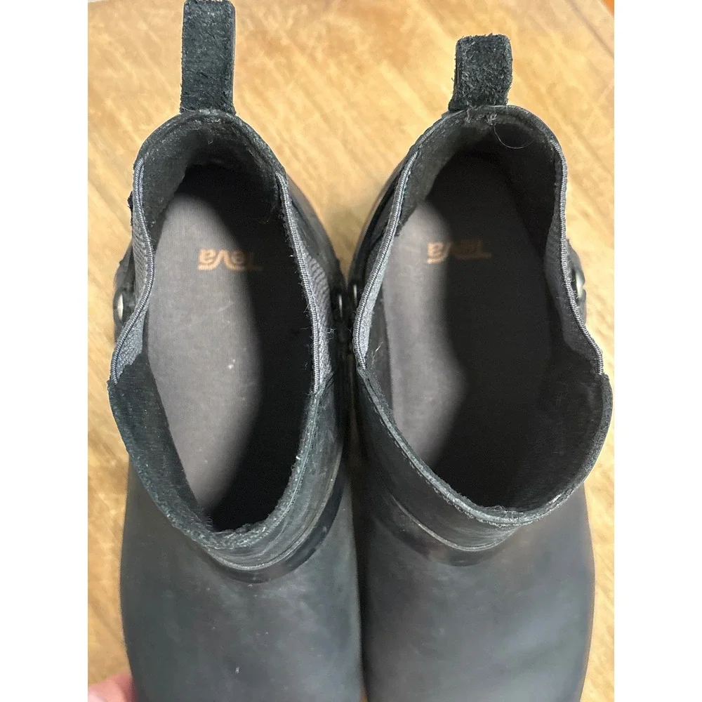 Teva Ellery‎ Ankle Waterproof Black Leather Chelsea Boots 1108069 Womens 7.5